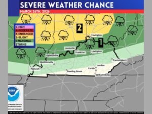 Northern Kentucky Faces Stronger Storm Risk While Rest of Kentucky Sees Gusty Thunderstorms as Cold Front Moves Through March 26