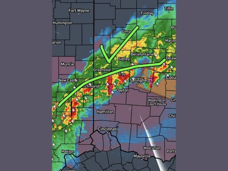 Ohio and Indiana Storm Line Pushes South of Greenville, Dayton and Springfield Late Night as Severe Threat Continues Toward Cincinnati and Maysville