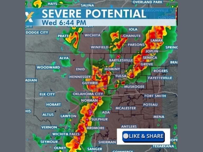Oklahoma Including Tulsa, Oklahoma City, Norman and Bartlesville Faces Evening Severe Storm Risk With Large Hail, Damaging Winds and Isolated Tornado Threat