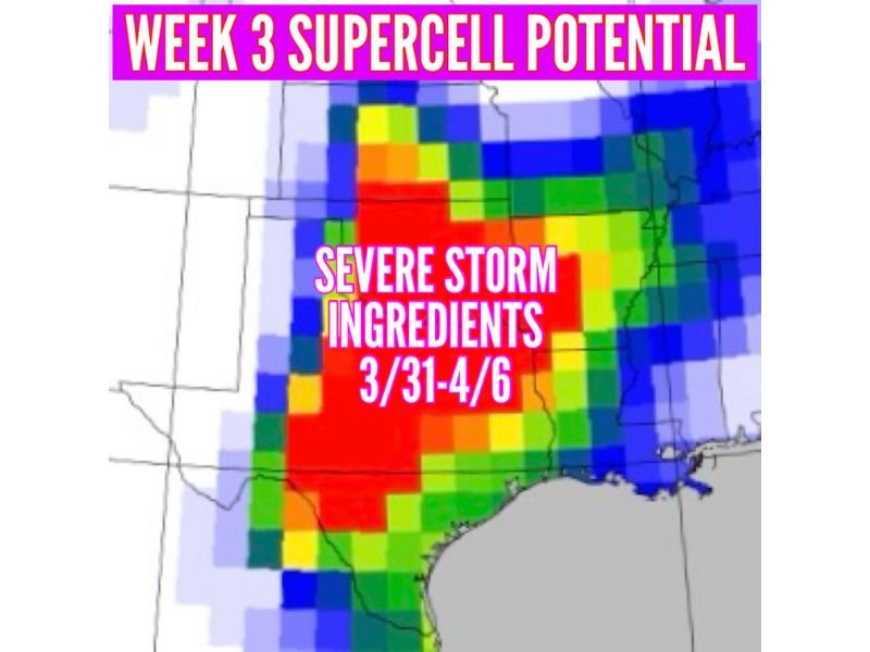 Oklahoma, Texas, Arkansas, Louisiana and Mississippi Could See Week 3 Supercell Surge as Late March Pattern Signals Rising Severe Storm Threat