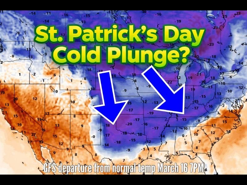 Oklahoma and Central U.S. Could See Surprise St. Patrick’s Day Cold Plunge With Temperatures Near Freezing Around March 16–17
