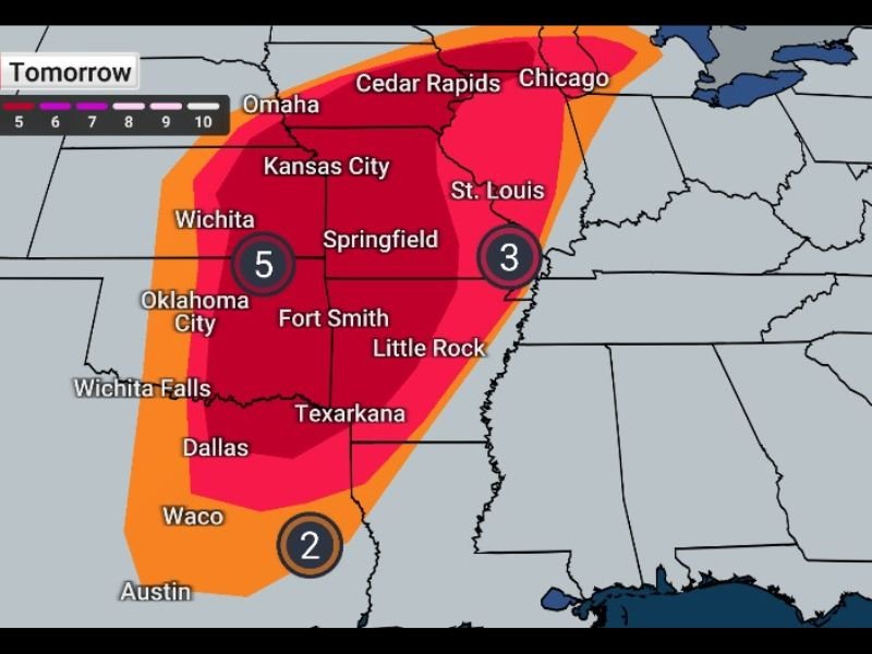 Severe Friday Storm Threat Expands From Wisconsin to Texas With Potential EF2+ Tornadoes, 75+ MPH Winds and Large Hail