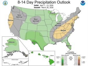Southeast States Including Georgia, Alabama, Tennessee and Carolinas Face Below Normal Rainfall as 8–14 Day Outlook Signals Dry Pattern Shift