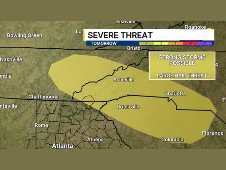 Strong Storm Threat Across North Carolina, South Carolina and Northeast Georgia Late Saturday With Large Hail Risk Expanding East
