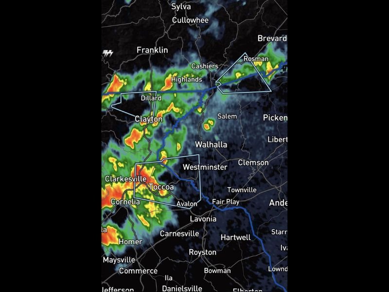 Strong Thunderstorms Form Across North Georgia Bringing 40 MPH Wind Gusts, Quarter-Size Hail, Lightning and Heavy Rain Toward the Northeast