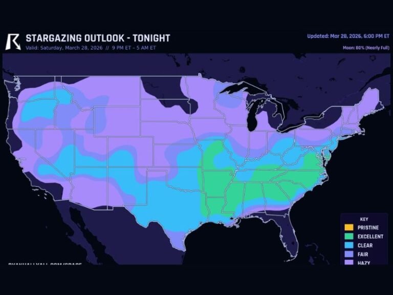 Texas, Oklahoma, Arkansas, Louisiana, Mississippi, Alabama, Georgia, Tennessee, Kentucky, South Carolina and North Carolina See Clear Skies Tonight for Prime Stargazing and Possible Fireball Sightings