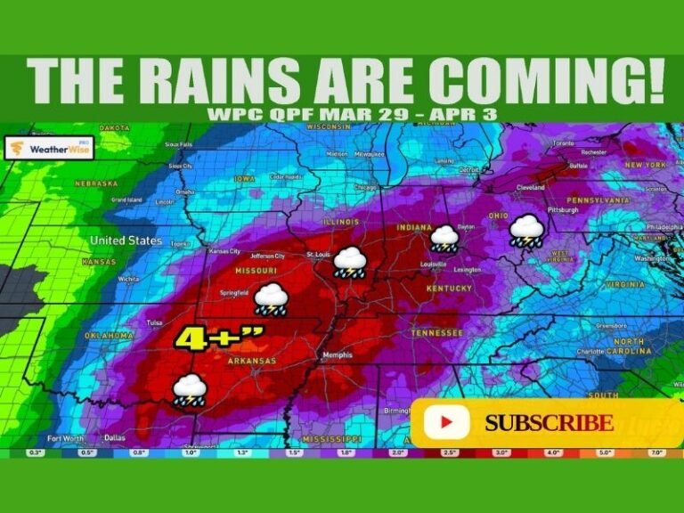 Texas, Oklahoma, Arkansas, Missouri, Illinois, Indiana, Kentucky and Tennessee Brace for Widespread Heavy Rainfall With 4+ Inches Expected Early April