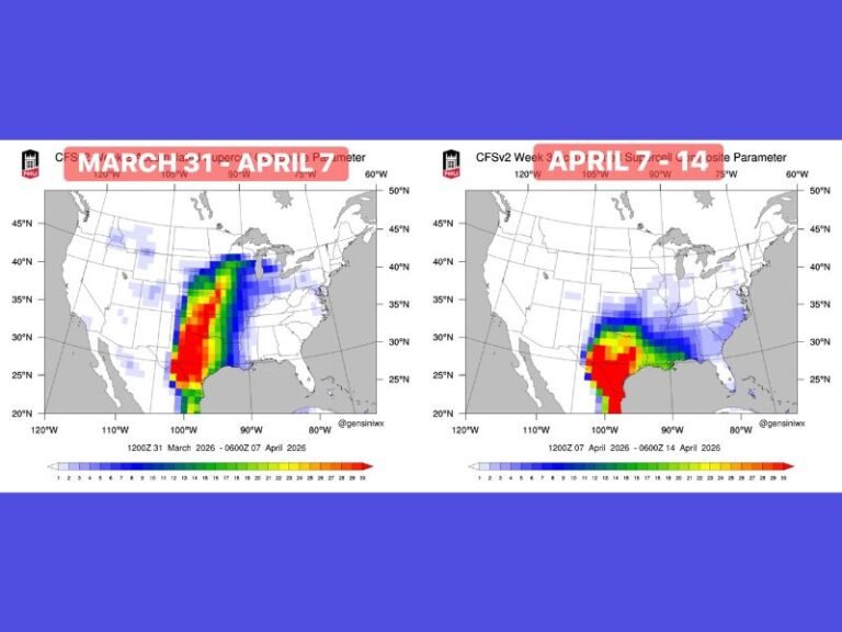 Texas, Oklahoma, Kansas, Arkansas and Louisiana Could See Big Severe Storm and Tornado Threat Surge From Late March Into Mid April