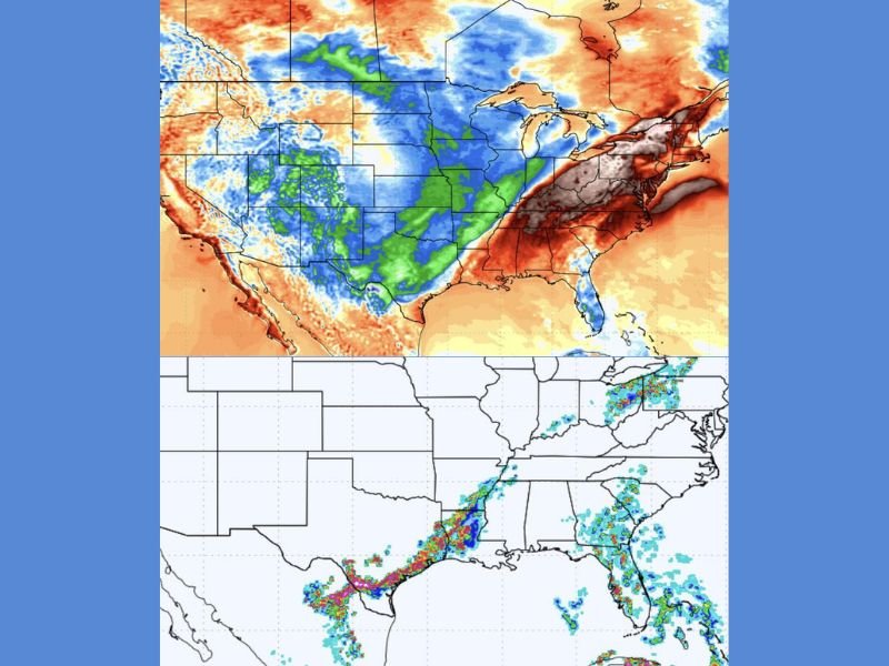 Texas and Louisiana Face Easter Sunday Severe Storms With Damaging Winds, Intense Lightning and Cold Front Sweeping Toward Mississippi