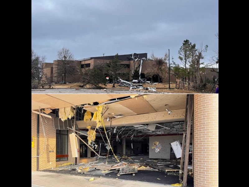 Tornado Rips Through Tulsa Technology Center Peoria Campus in Oklahoma, Leaving Major Structural Damage Across School Buildings