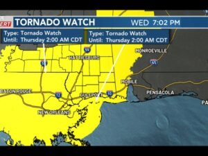Tornado Watch Issued for South Mississippi Until 2 A.M. as Overnight Storm Line Could Bring Damaging Winds and Possible Tornadoes
