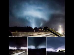 Violent Wheatfield, Indiana Tornado Shows Powerful Suction Vortices and Roaring Winds During Intense Overnight Storm