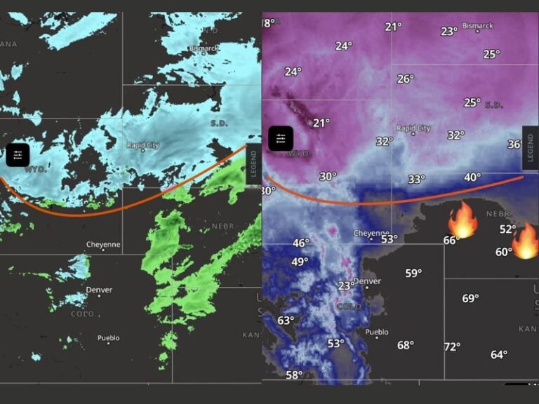 Wyoming, Colorado and Nebraska Face Powerful Arctic Front With 60 MPH Winds, Snow Squalls and Rapid 25° Temperature Drop