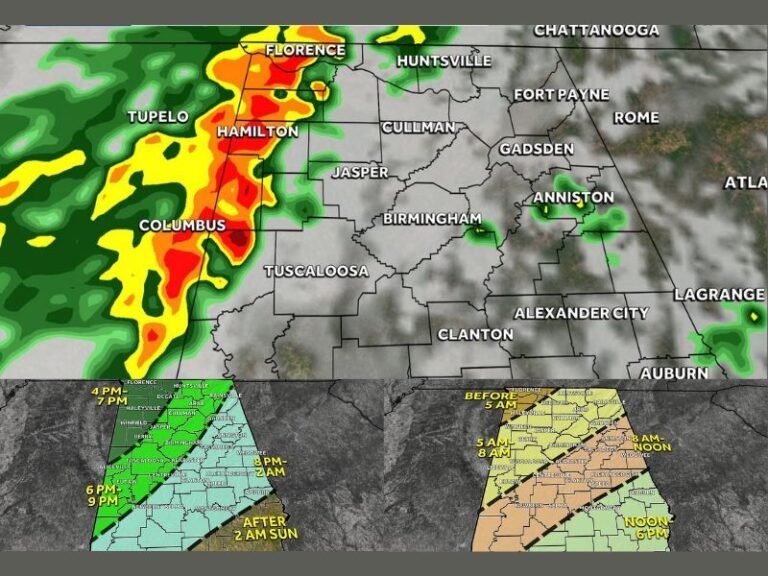 Alabama Easter Weekend Weather Update Shows Improved Timing With Rain Overnight and Lower Severe Risk Across Western Areas