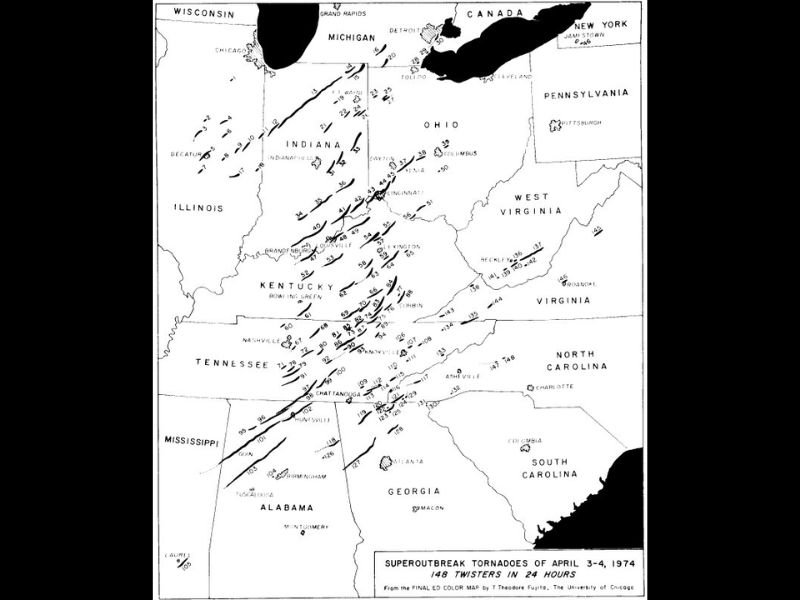 April 3 1974 Super Outbreak Across Indiana Ohio Kentucky and Tennessee Produced 148 Tornadoes Including Multiple F5s in Just 24 Hours
