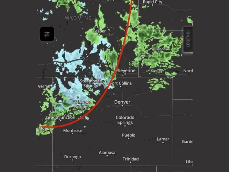 Cold Front Sweeps Wyoming Colorado and Nebraska Bringing Snow in Mountains and Powerful 60 MPH Wind Gusts Across Plains