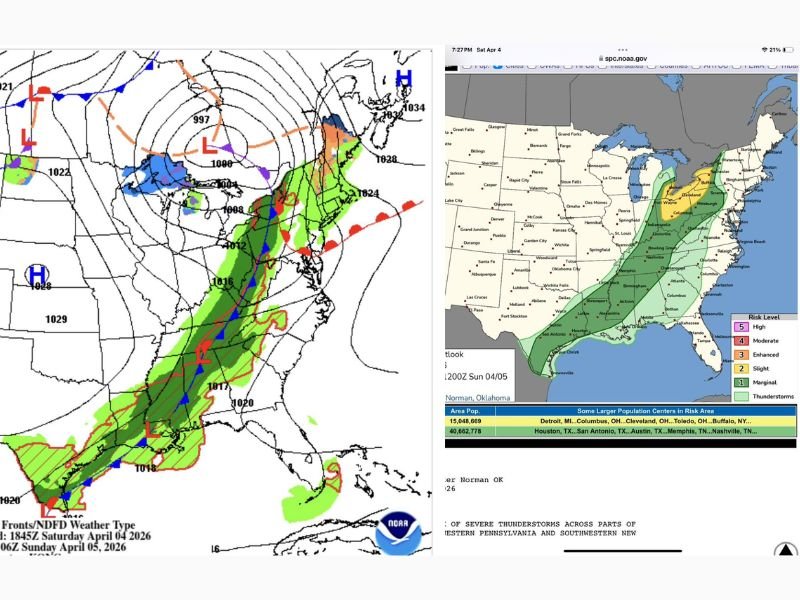 Cold Front Weakens Across Southeast but Northwest Georgia Still Faces Isolated Strong Storm Risk as System Pushes East