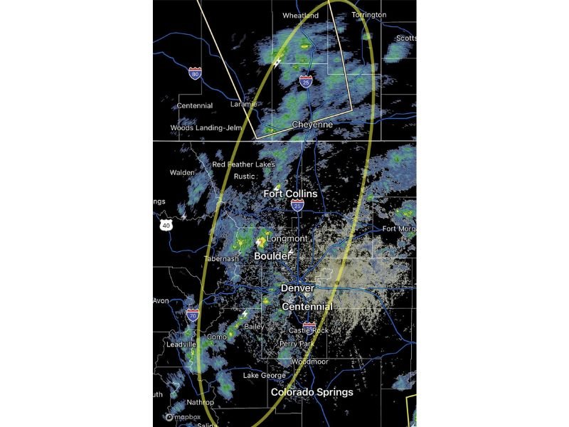 Colorado Foothills Explode With Lightning and 55 MPH Gusts as Storms Expand West of I-25 Into Larimer, Boulder and Park Counties Forcing Denver Flights Into Chaotic Patterns