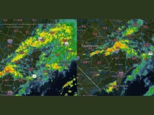 Eastern North Carolina Sees Overnight Rain and Thunder as Cold Front Moves Through Greenville, Goldsboro, Jacksonville and Wilmington