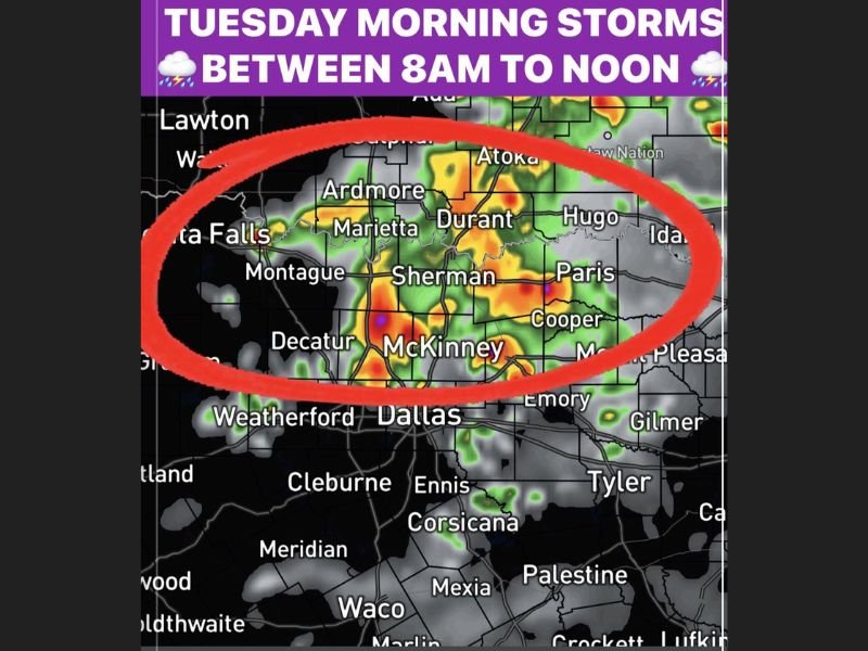Enhanced Risk Severe Storms With 70 MPH Winds Large Hail and Isolated Tornadoes Strike North Texas and Southern Oklahoma Across Two Rounds Tuesday