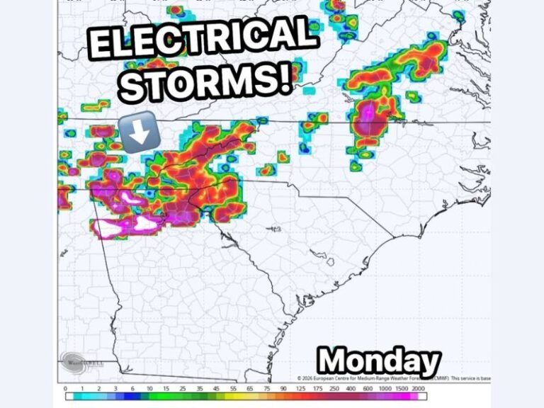 European Model Signals Strong Lightning and Severe Weather Threat Across Texas, Arkansas, Louisiana and the Southeast as Active Storm Setup Develops Early Next Week