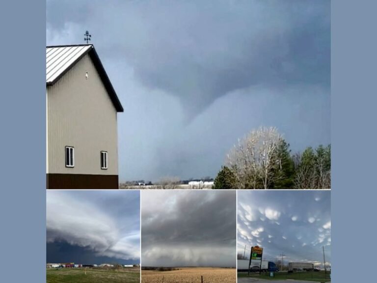 Fast Moving Tornadic Storm Sweeps From Riverside Iowa to Davenport and Atkinson Illinois With Brief Funnel and Dramatic Shelf Clouds Ending High Speed Chase
