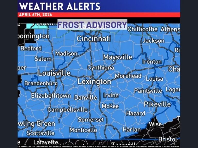 Frost Advisory Issued for April 6 Across Kentucky and Southern Indiana as Morning Temperatures Drop Near Freezing in Louisville, Lexington and Bowling Green