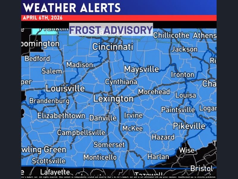 Frost Advisory Issued for April 6 Across Kentucky and Southern Indiana as Morning Temperatures Drop Near Freezing in Louisville, Lexington and Bowling Green