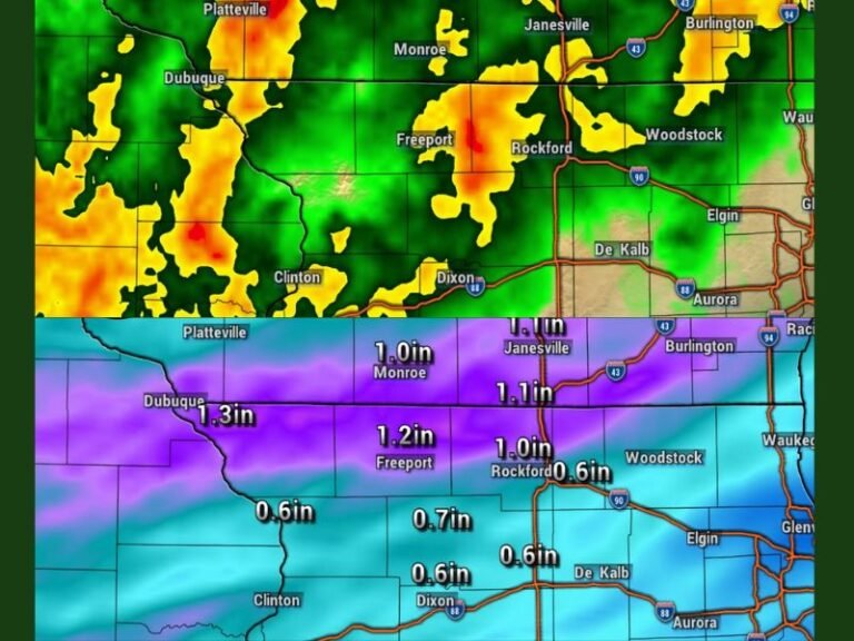 Illinois, Wisconsin, and Iowa Face Overnight Heavy Rain Surge With Up to 1.3 Inches Expected Across Stateline Area