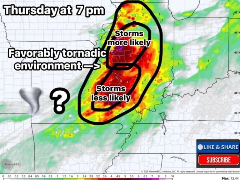 Illinois and Missouri Face Conditional Tornado Threat Thursday Evening as Favorable Setup Builds but Storm Development Remains Uncertain