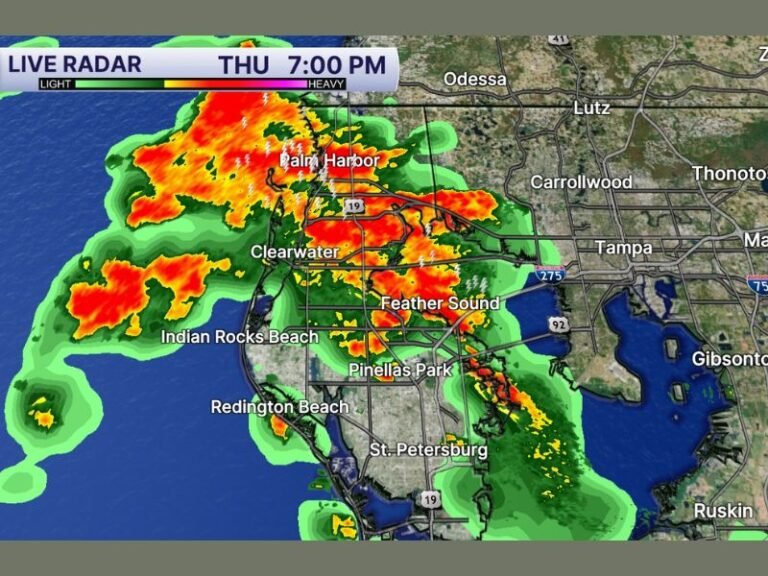 Intense Thunderstorms Slam Pinellas County Florida With Heavy Rainfall Flooding Streets From Clearwater to St. Petersburg Thursday Evening
