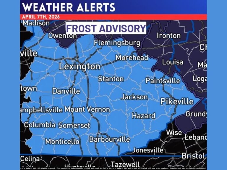 Kentucky Frost Advisory Covers Lexington, Pikeville, Somerset and Eastern Counties as Temperatures Drop Into Tuesday Morning