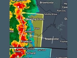 Kentucky Severe Thunderstorm Strikes Bowling Green and Franklin With Quarter-Sized Hail and 50-60 MPH Wind Gusts