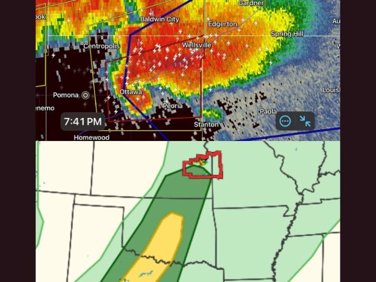 Large Tornado Confirmed South of Kansas City Near Ottawa and Wellsville as Oklahoma Reloads for Higher Severe Storm Risk Across a Larger Area Monday