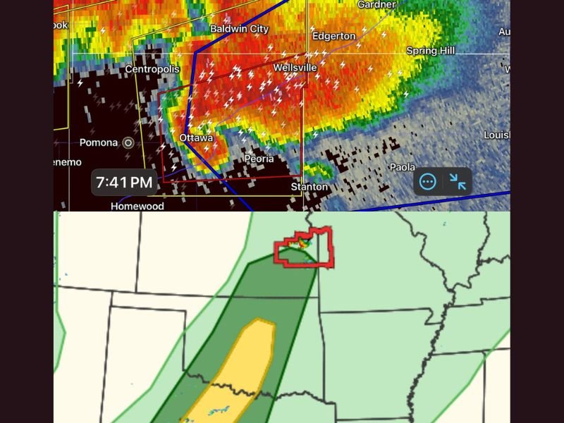 Large Tornado Confirmed South of Kansas City Near Ottawa and Wellsville as Oklahoma Reloads for Higher Severe Storm Risk Across a Larger Area Monday