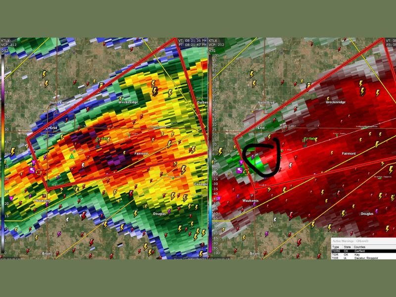 Large Tornado Emergency in Enid, Oklahoma as Debris Ball Detected on Radar Near Breckinridge With Violent Rotation Moving Toward Fairmont