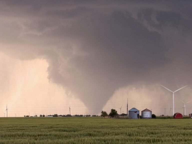 Large Tornado Spotted Near Braman, Oklahoma as Massive Funnel Cloud Touches Down Over Farmland During Dangerous Evening Storm Outbreak