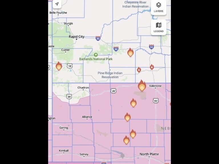 Lightning-Sparked Wildfires Break Out Across Nebraska and South Dakota Near Valentine, North Platte and Badlands as Dryline Thunderstorms Ignite Multiple Blazes
