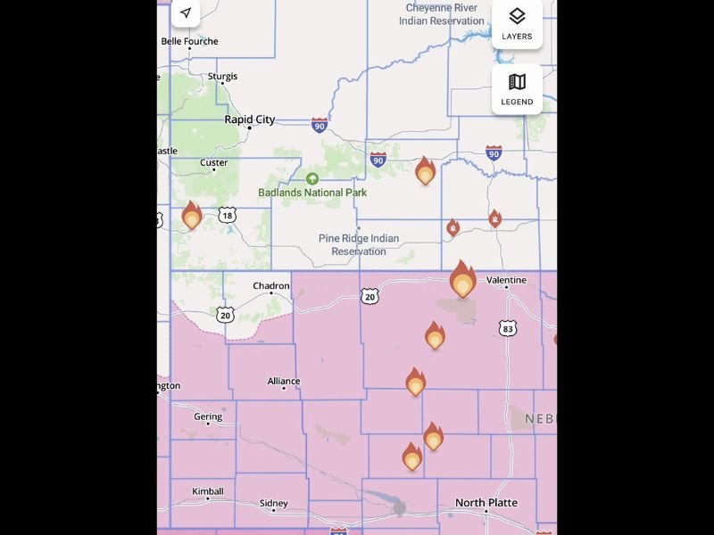 Lightning-Sparked Wildfires Break Out Across Nebraska and South Dakota Near Valentine, North Platte and Badlands as Dryline Thunderstorms Ignite Multiple Blazes
