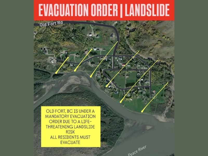 Mandatory Evacuation Order Remains in Effect for Old Fort, British Columbia as Life-Threatening Landslide Cuts Off All Road Access to the Community