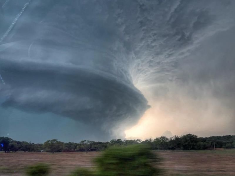 Massive and Dangerous Supercell Storm Structure Photographed Northwest of Jacksboro Texas This Evening as Severe Weather Continues Sweeping Through North Texas