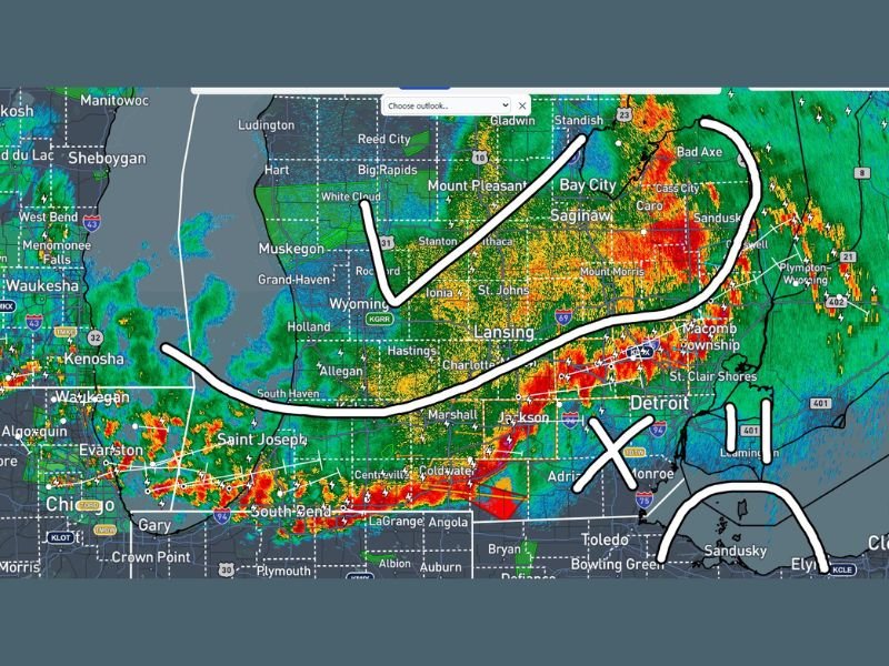 Michigan Severe Storm Line Targets Southeast Corner With Flash Flooding Concerns Spreading Across Lower Michigan Early Wednesday Morning