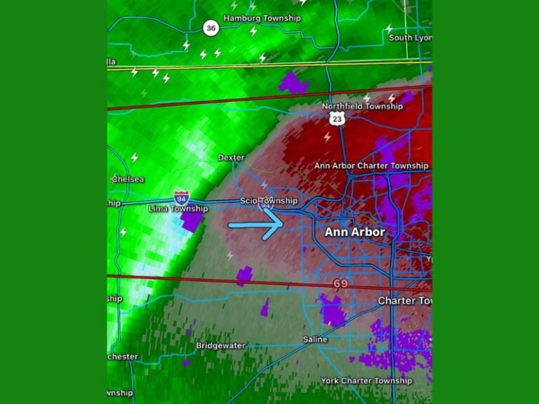 Michigan Tornado Warning Issued as Potential Twister Moves Toward Ann Arbor Prompting Immediate Shelter Orders Early Wednesday Morning