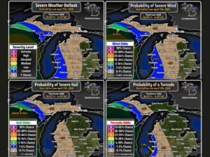 Michigan Upper Peninsula Faces Severe Weather Threat Friday Night With Hail Risk, Tornadoes And Damaging Winds From 8 PM Through 3 AM Saturday