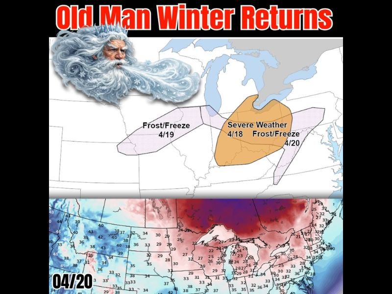 Nationwide Cold Front Pushes Freezing Temperatures and Frost Risk Across Northern States Through Florida by April 20 This Weekend