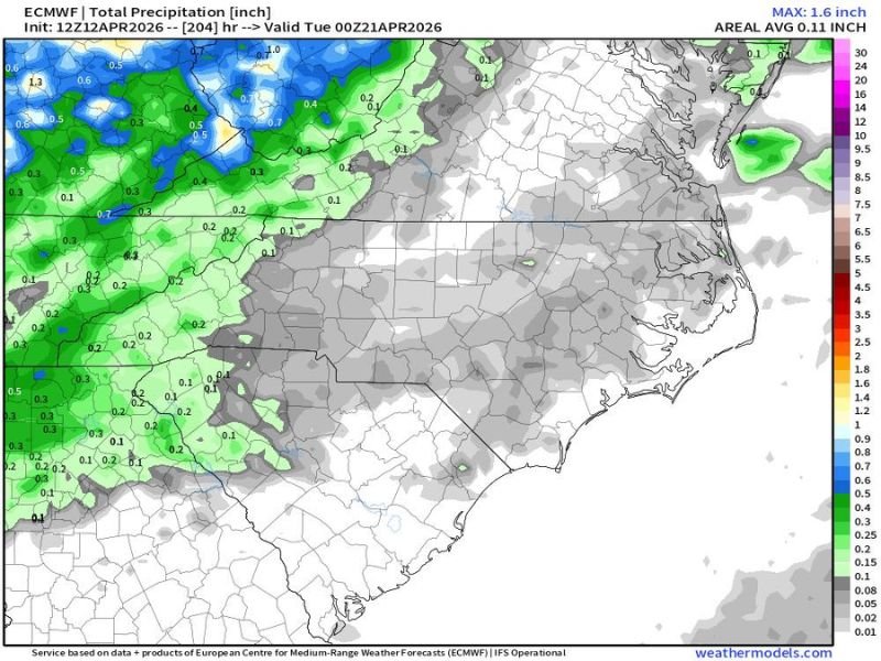 North Carolina Drought Worsens as Zero Rain Expected for 7 Days With 90 Degree April Heatwave and High Fire Danger Threatening the Entire State This Week