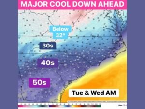 North Carolina, South Carolina and Georgia Brace for Post Easter Cool Down With 30s Inland and 50s Near Coast as Chilly Mornings and Frost Risk Return