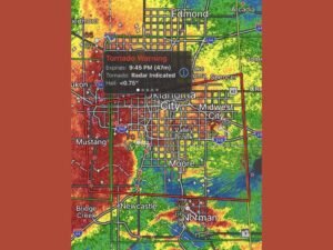 Oklahoma City and Moore Oklahoma Under Tornado Warning as Radar Indicates Circulation With Damaging Winds and Hail Risk