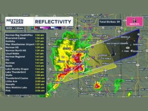 Oklahoma Severe Thunderstorm Warning Issued for Blanchard Noble and Norman With 60 MPH Winds and Quarter-Sized Hail Moving Northeast at 45 MPH