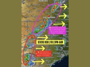 Oklahoma Texas Kansas Severe Weather Friday Threat From 3 PM to Overnight With Hail Winds and Isolated Tornado Risk